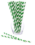 Paper 7.75-Inch Drinking Straws - Dark Green Stripes: 25-Piece Pack