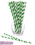 Paper 7.75-Inch Drinking Straws - Dark Green Stripes: 25-Piece Pack