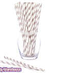 Paper 7.75-Inch Drinking Straws - Grey Stripes: 25-Piece Pack - Candy Warehouse