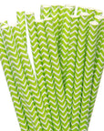 Paper 7.75-Inch Drinking Straws - Jasmine Green Chevron Stripes: 25-Piece Pack - Candy Warehouse