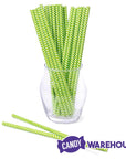 Paper 7.75-Inch Drinking Straws - Jasmine Green Chevron Stripes: 25-Piece Pack - Candy Warehouse