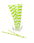 Paper 7.75-Inch Drinking Straws - Jasmine Green Stripes: 25-Piece Pack - Candy Warehouse