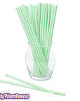 Paper 7.75-Inch Drinking Straws - Mint Green Chevron Stripes: 25-Piece Pack - Candy Warehouse