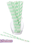 Paper 7.75-Inch Drinking Straws - Mint Green Stripes: 25-Piece Pack - Candy Warehouse