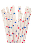 Paper 7.75-Inch Drinking Straws - Patriotic Red and Blue Stars: 25-Piece Pack - Candy Warehouse