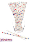 Paper 7.75-Inch Drinking Straws - Patriotic Red and Blue Stars: 25-Piece Pack - Candy Warehouse