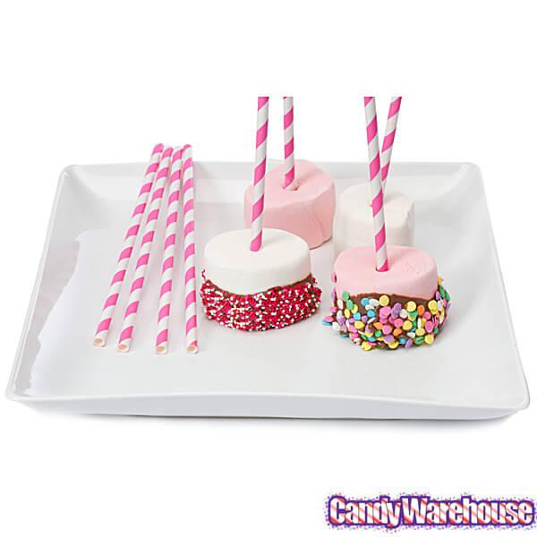 Paper 7.75-Inch Drinking Straws - Pink Stripes: 25-Piece Pack - Candy Warehouse