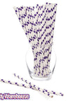 Paper 7.75-Inch Drinking Straws - Purple Polka Dots: 25-Piece Pack - Candy Warehouse