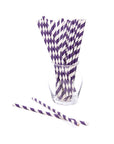 Paper 7.75-Inch Drinking Straws - Purple Stripes: 25-Piece Pack