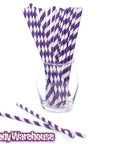 Paper 7.75-Inch Drinking Straws - Purple Stripes: 25-Piece Pack