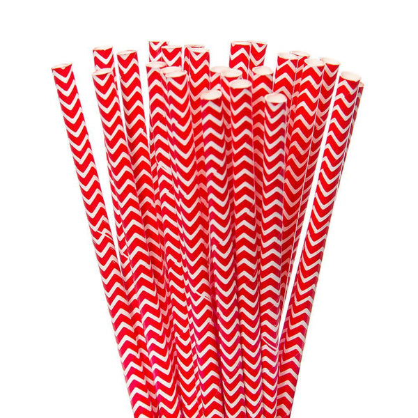 Paper 7.75-Inch Drinking Straws - Red White and Blue Stripes: 25-Piece Pack