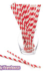 Paper 7.75-Inch Drinking Straws - Red Stripes: 25-Piece Pack - Candy Warehouse