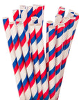 Paper 7.75-Inch Drinking Straws - Red White and Blue Stripes: 25-Piece Pack - Candy Warehouse