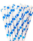 Paper 7.75-Inch Drinking Straws - Royal Blue Polka Dots: 25-Piece Pack - Candy Warehouse