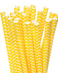 Paper 7.75-Inch Drinking Straws - Yellow Chevron Stripes: 25-Piece Pack