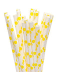 Paper 7.75-Inch Drinking Straws - Yellow Polka Dots: 25-Piece Pack