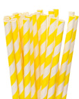 Paper 7.75-Inch Drinking Straws - Yellow Stripes: 25-Piece Pack