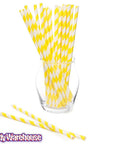 Paper 7.75-Inch Drinking Straws - Yellow Stripes: 25-Piece Pack