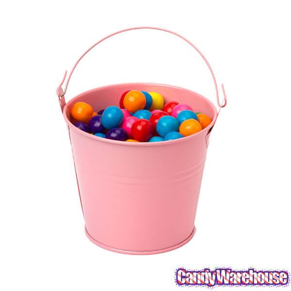 Pastel Pink Tinplate Pails with Handles: 12-Piece Set - Candy Warehouse