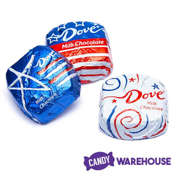 Patriotic USA Dove Milk Chocolate Squares: 30-Piece Bag - Candy Warehouse