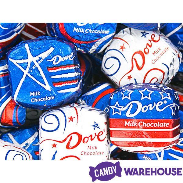 Patriotic USA Dove Milk Chocolate Squares: 30-Piece Bag - Candy Warehouse