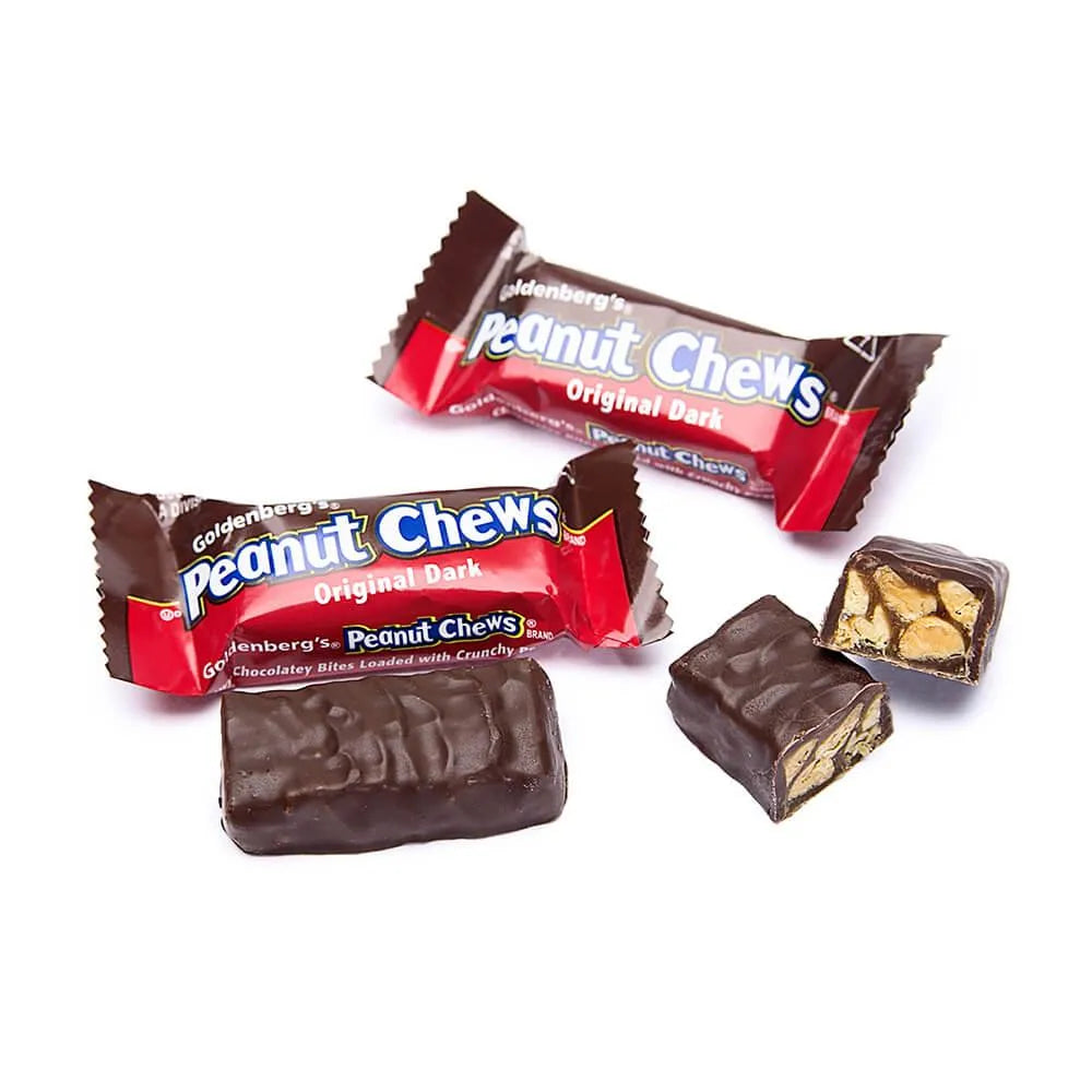 Peanut Chews Mini Size Candy Bars - Original Dark: 100-Piece Box - Candy Warehouse