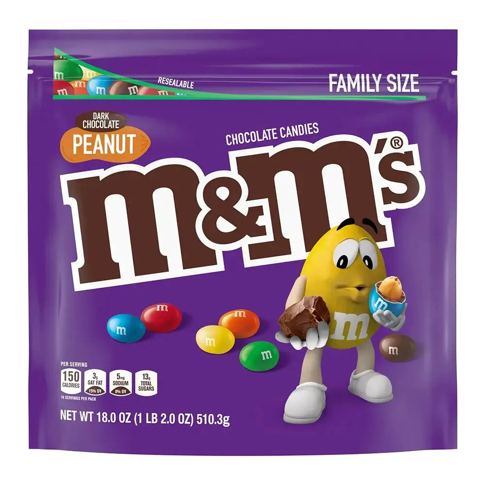 Peanut Dark Chocolate M&M's Candy: 18-Ounce Bag - Candy Warehouse