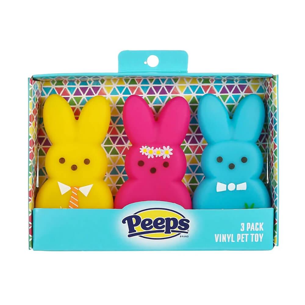 Peeps Dress-up Bunnies Vinyl Squeaker Pet Toy: 3-Piece Box - Candy Warehouse