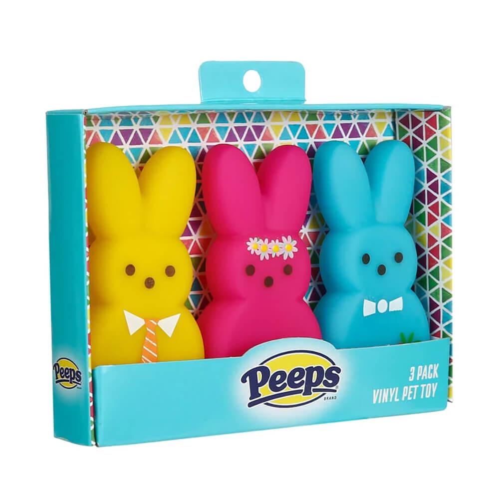 Peeps Dress-up Bunnies Vinyl Squeaker Pet Toy: 3-Piece Box - Candy Warehouse