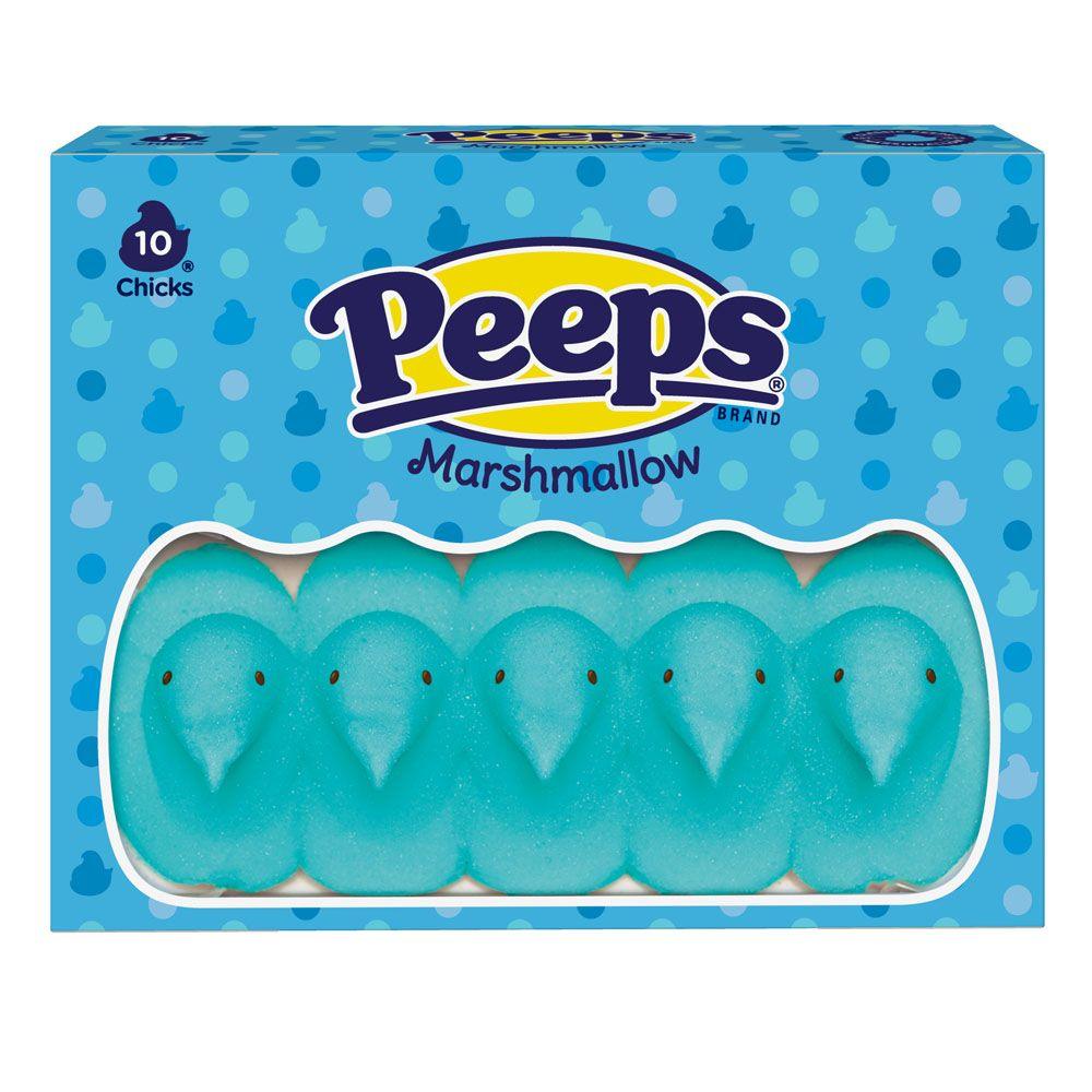 Peeps Marshmallow Chicks Candy - Blue: 10-Piece Pack - Candy Warehouse