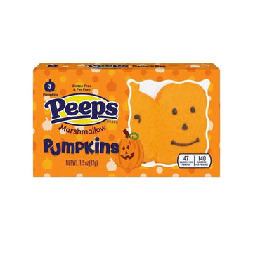 Peeps Marshmallow Halloween Candy Packs - Pumpkins: 3-Piece Pack - Candy Warehouse