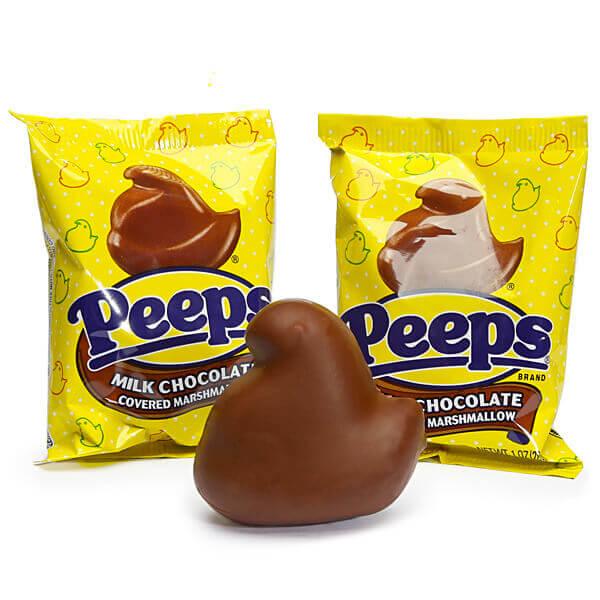 Peeps Milk Chocolate Covered Marshmallow Chicks: 24-Piece Box - Candy Warehouse