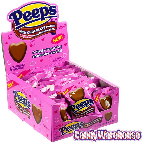 Peeps Milk Chocolate Covered Marshmallow Hearts: 24-Piece Box - Candy Warehouse