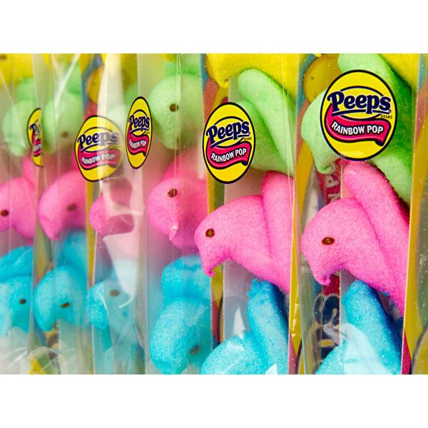 Peeps Rainbow Marshmallow Chicks Pops: 28-Piece Box - Candy Warehouse