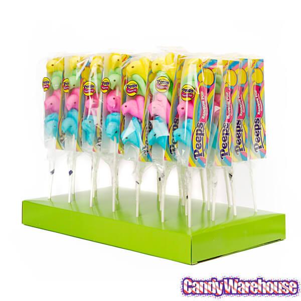 Peeps Rainbow Marshmallow Chicks Pops: 28-Piece Box - Candy Warehouse