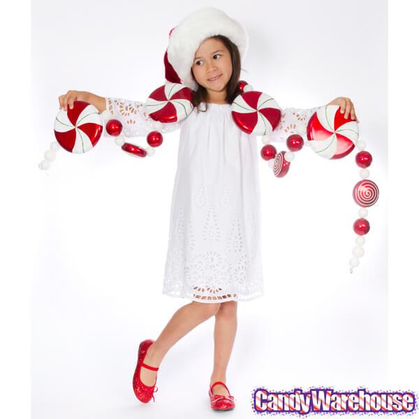 Peppermint Candy Ornaments 6-Foot Garland - Candy Warehouse