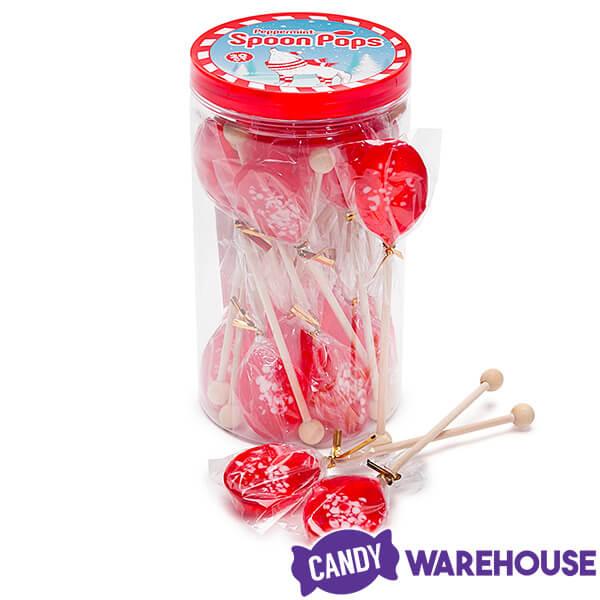 Peppermint Hard Candy Spoons: 20-Piece Jar - Candy Warehouse