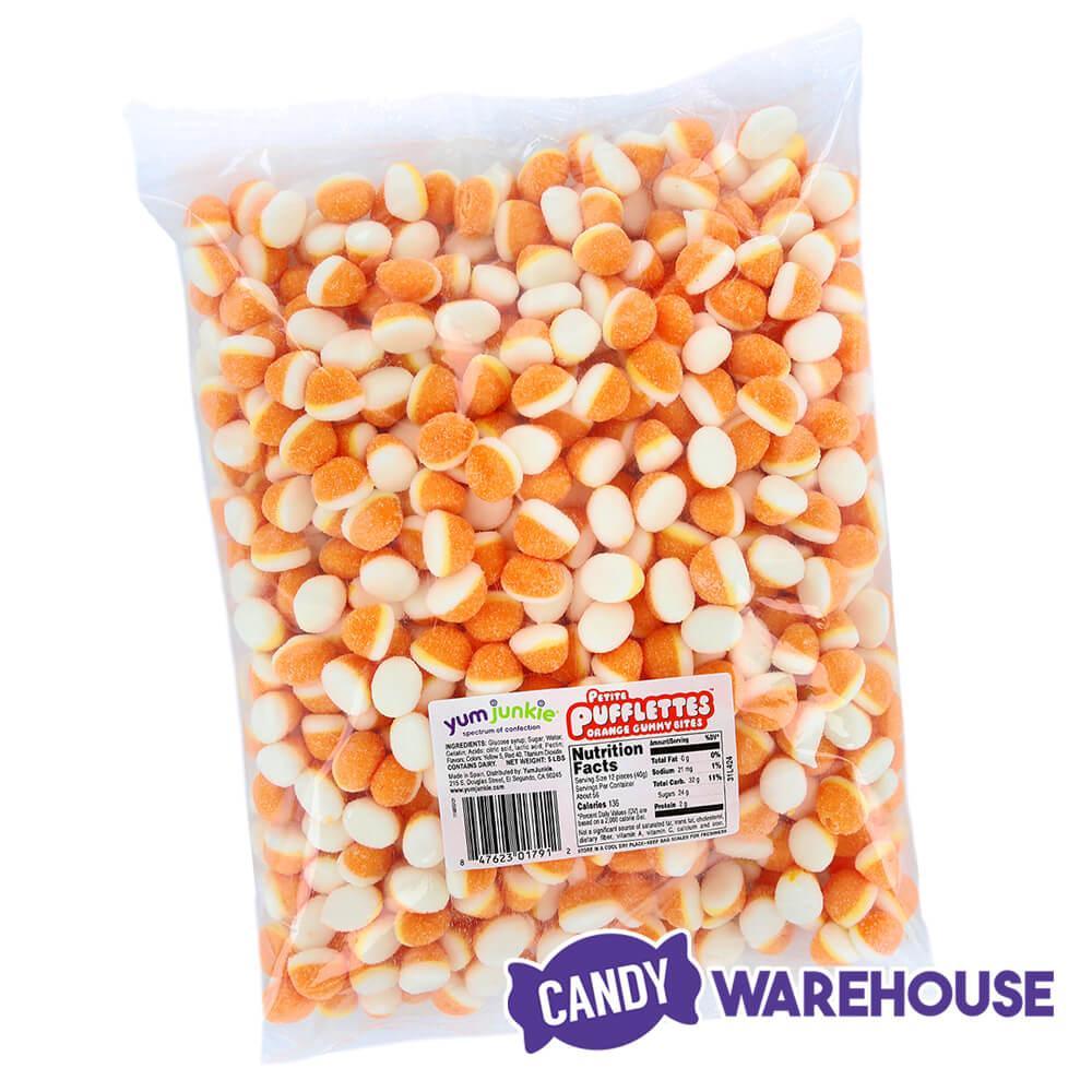 Petite Pufflettes Gummy Bites - Orange: 5LB Bag - Candy Warehouse