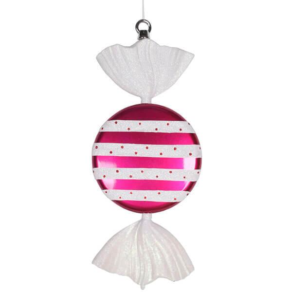 Pink and White Stripe Candy Ornament - 13 Inch - Candy Warehouse