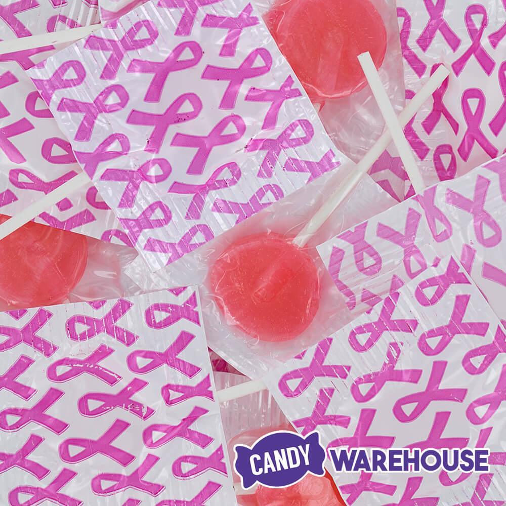 Pink Awareness Ribbon Lollipops: 55-Piece Bag - Candy Warehouse