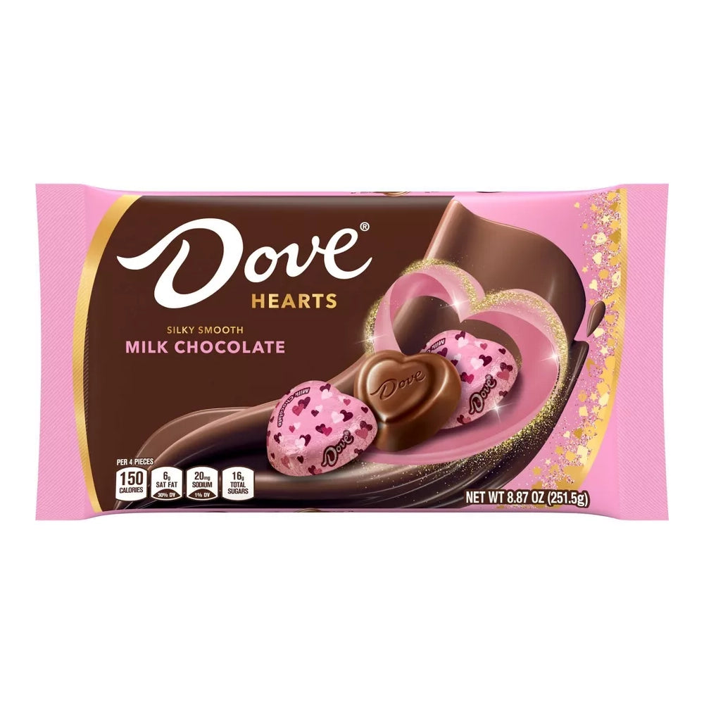 Pink Foiled Dove Milk Chocolate Hearts: 35-Piece Bag