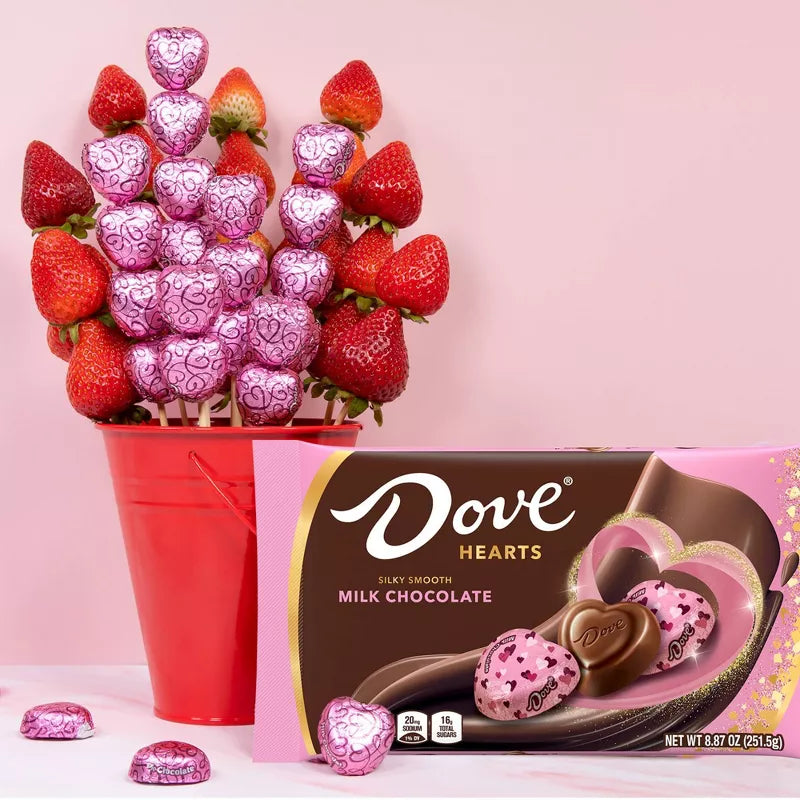 Pink Foiled Dove Milk Chocolate Hearts: 35-Piece Bag