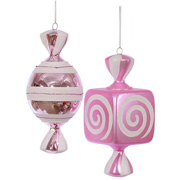 Pink Large Candy Ornaments - 8 Inch: 2-Piece Box - Candy Warehouse