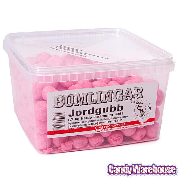 Pink Strawberry Rocks Candy: 3.74LB Tub - Candy Warehouse