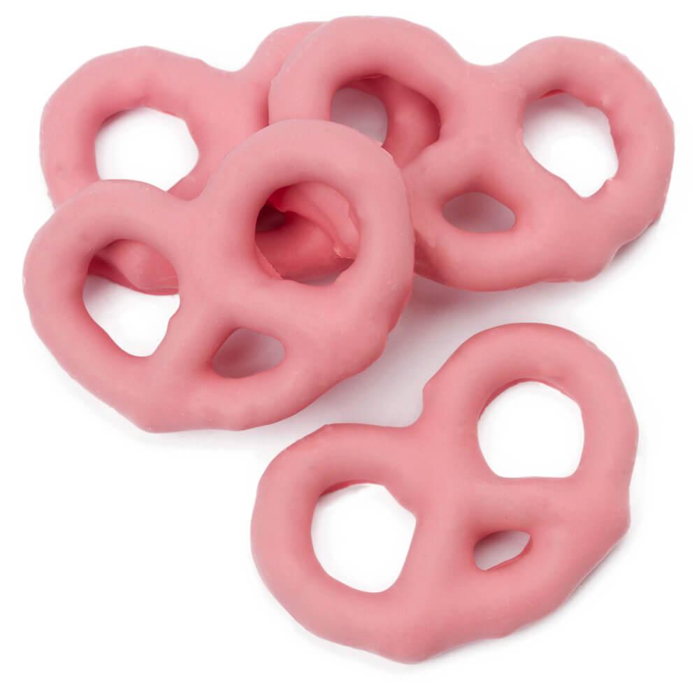 Pink Yogurt Covered Mini Pretzels: 9-Ounce Tub - Candy Warehouse