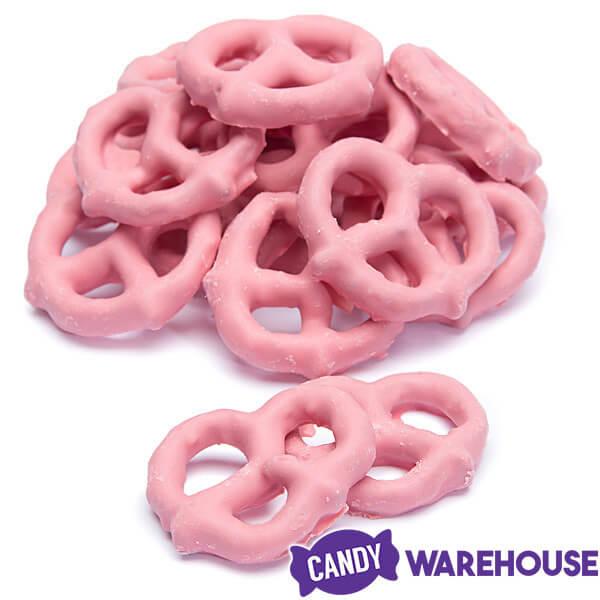 Pink Yogurt Covered Mini Pretzels: 9-Ounce Tub - Candy Warehouse