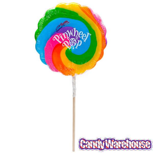 Pinwheel Pop 12-Ounce Psychedelic Swirl Suckers - Rainbow: 2-Piece Box - Candy Warehouse