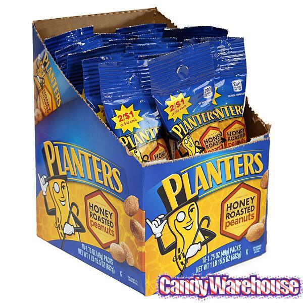 Planters Honey Roasted Peanuts 1.75-Ounce Bags: 18-Piece Box - Candy Warehouse