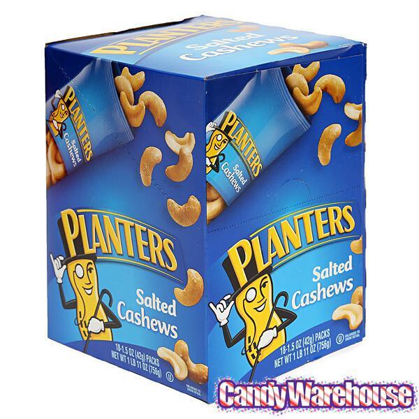 Planters Salted Cashews 1.5-Ounce Bags: 18-Piece Box