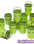 Plastic Mini Green Monster Pails with Handles: 12-Piece Set